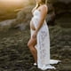 thumbnail image 3 of Vestido de maternidad Accesorios de fotografía Vestido largo de embarazo elástico de encaje para mujeres embarazadas para sesión de fotos Licencia de maternidad BLANCO L JM, 3 of 5