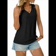 thumbnail image 3 of Camiseta Sin Mangas Estilo Bohemio con Cuello en V y Bordado de Ojales para Mujer, para Vacaciones en la Playa, Color Negro, Talla XXL, 3 of 6