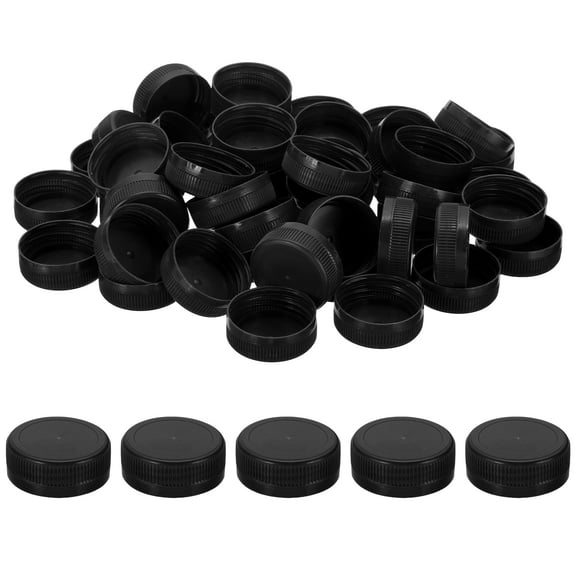 Uxcell 38mm Plastic Bottle Caps for Craft, 100Pcs Reusable Protection Bottle Screw Lids for Lid Replacement DIY Craft Intelligence Development, Black