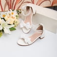 thumbnail image 5 of JAJAHO Girls Princess Dress Shoes Bow Low Heel Sandals Open Toe Hook And Loop Party Wedding Footwear For Little/Big Kids Stylish Shoes, 5 of 7