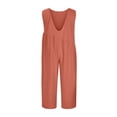 thumbnail image 5 of Gaecuw Womens Jumpsuits Casual Dressy Sleeveless Cold Shoulder Overall Square Neck Band Collar Solid Onesie One Piece Outfits Loose Baggy Long Pants High Waisted Wide Leg Summer Romper Calf Length, 5 of 7
