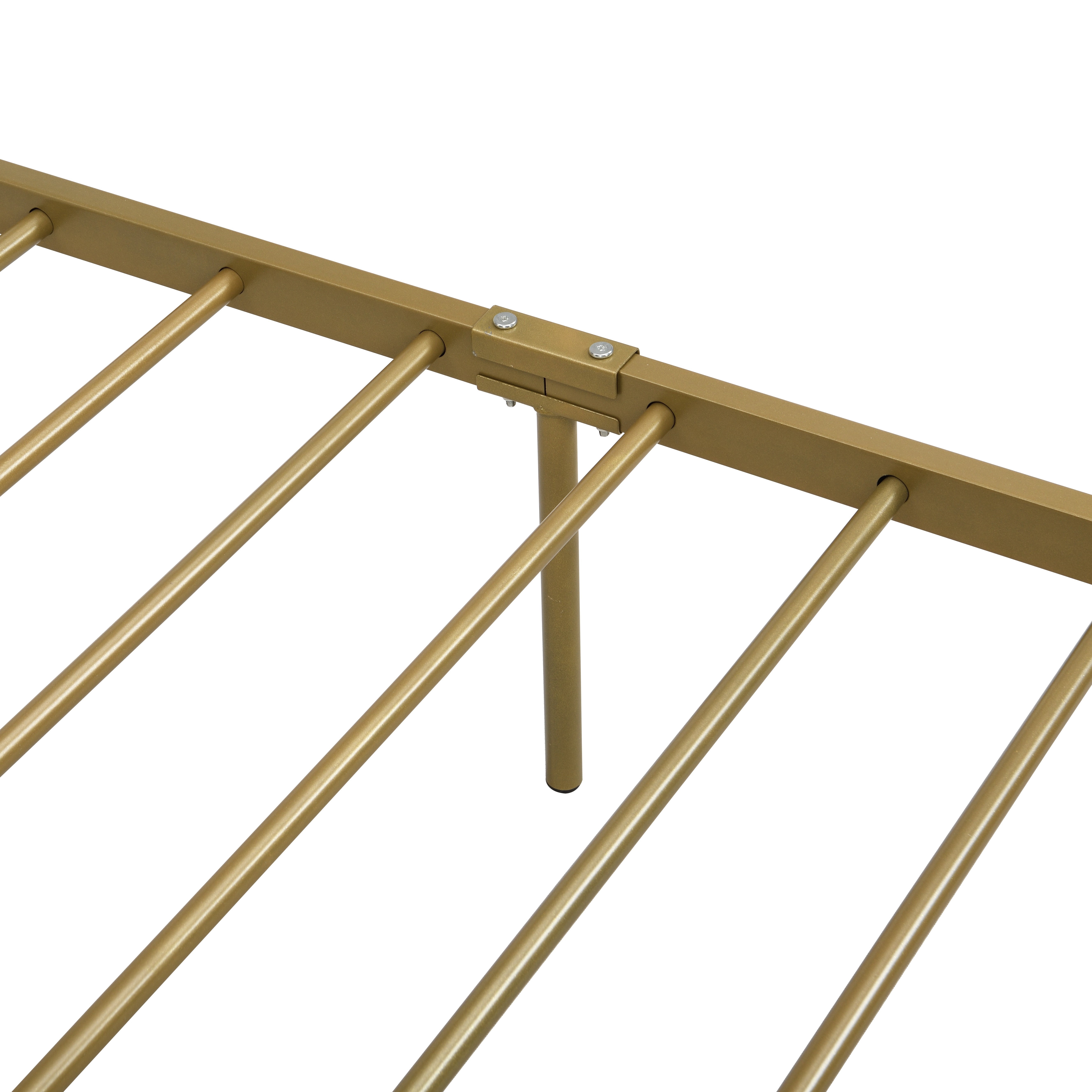 Metal Platform Bed Frame / Mattress Foundation / Noise-free and Non-slip Standard Steel Bed Platform /Modern Appearance / No Box Spring Needed /under The Bed Storage / 78"*56.7"*35.4", Gold