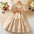 thumbnail image 5 of FYDUU Toddler Summer Dresses For Girls Elegant Dress With Puff Sleeves And Bowknot Back Parties Beach School Casual Outings Leisure Vintage 4-5 Years, 5 of 9