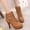 Brown, variant on VKEKIEO Ankle Boots Round Toe High Heel Heels Ornamental Zipper Slip-On Black Fall Boots