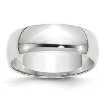 14k White Gold 6mm Lightweight Half Round Wedding Band Size 6.5 WHRL060