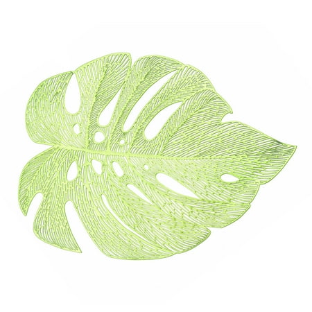 

Wanwan Artificial Leaf Placemat Delicate Anti-scald Hollow Turtle Back Simulated Leaf Design Heat-resistant Placemat for Dining Room