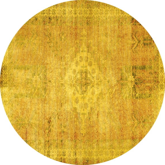 Ahgly Company Indoor Round Persian Yellow Traditional Area Rugs, 8' Round