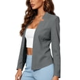thumbnail image 6 of Fengactive Womens Open Front Blazer Collarless Slim Fit Long Sleeve Casual Workwear Jacket Coat, 6 of 8