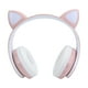 thumbnail image 4 of Auriculares de música estéreo Bluetooth 5,0, iluminación de oreja de gato, bonitos auriculares para jóvenes, patrón de círculo rosa, 4 of 5