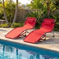 thumbnail image 2 of Gymax 2PCS Tanning Chair w/Face Arm Holes 4-Level Backrest & Head Pillow Side Pocket Red, 2 of 10