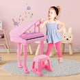 thumbnail image 4 of Gymax 37 Keys Kids Piano Keyboard Toy Toddler Musical Instrument w/ Stool & Microphone Pink, 4 of 9