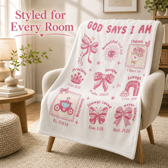 MORAVE Flannel Soft Bible Verse Scripture Prayer Blanket, Baptism Christening Christian Gifts for Girls Women, Birthday Christmas Decor Gift