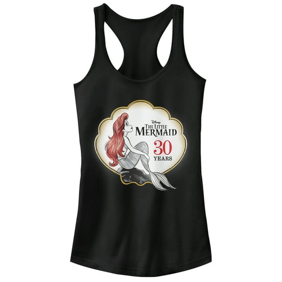 Junior's The Little Mermaid 30th Anniversary Racerback Tank Top Black X Small
