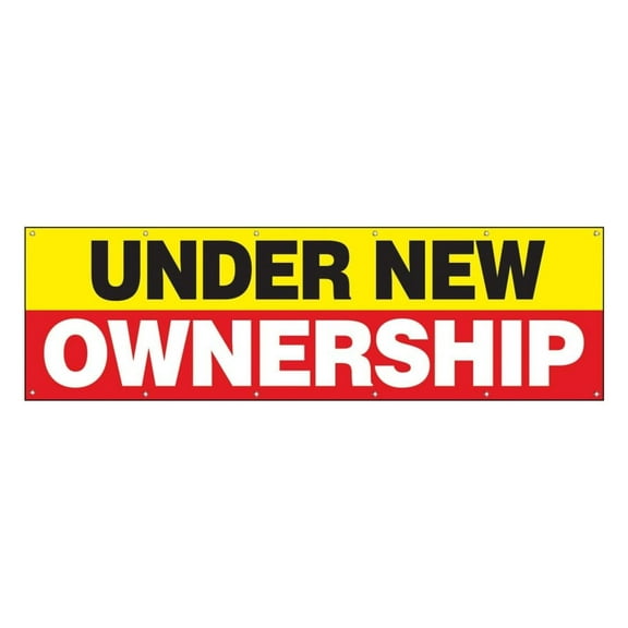 4LessCo 3x10 Feet UNDER NEW OWNERSHIP Banner Sign with Grommets, Fabric Polyester, yrb