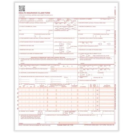 TFP 116719 CMS-1500 Health Insurance Claim Form; Laser-Cut Sheet