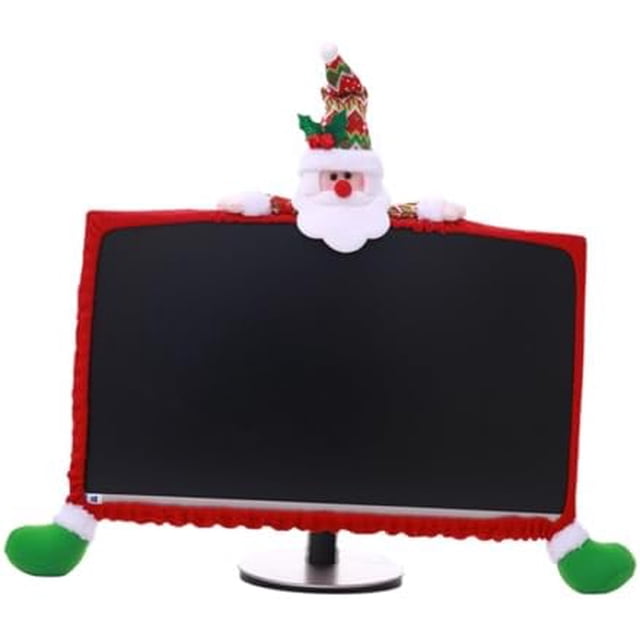 Generic 25-35 Inch Computer Monitor Cover Red Cloth Fitted Design Christmas