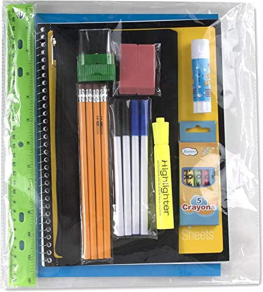  Harloon 137 Pcs School Supplies Kit Back to School Essentials  Bulk Includes Notebooks Pencils Pens File Pouch Crayons Rulers Scissors and  More for Kids Girl Boy Student Classroom Charity (Rose Red) 
