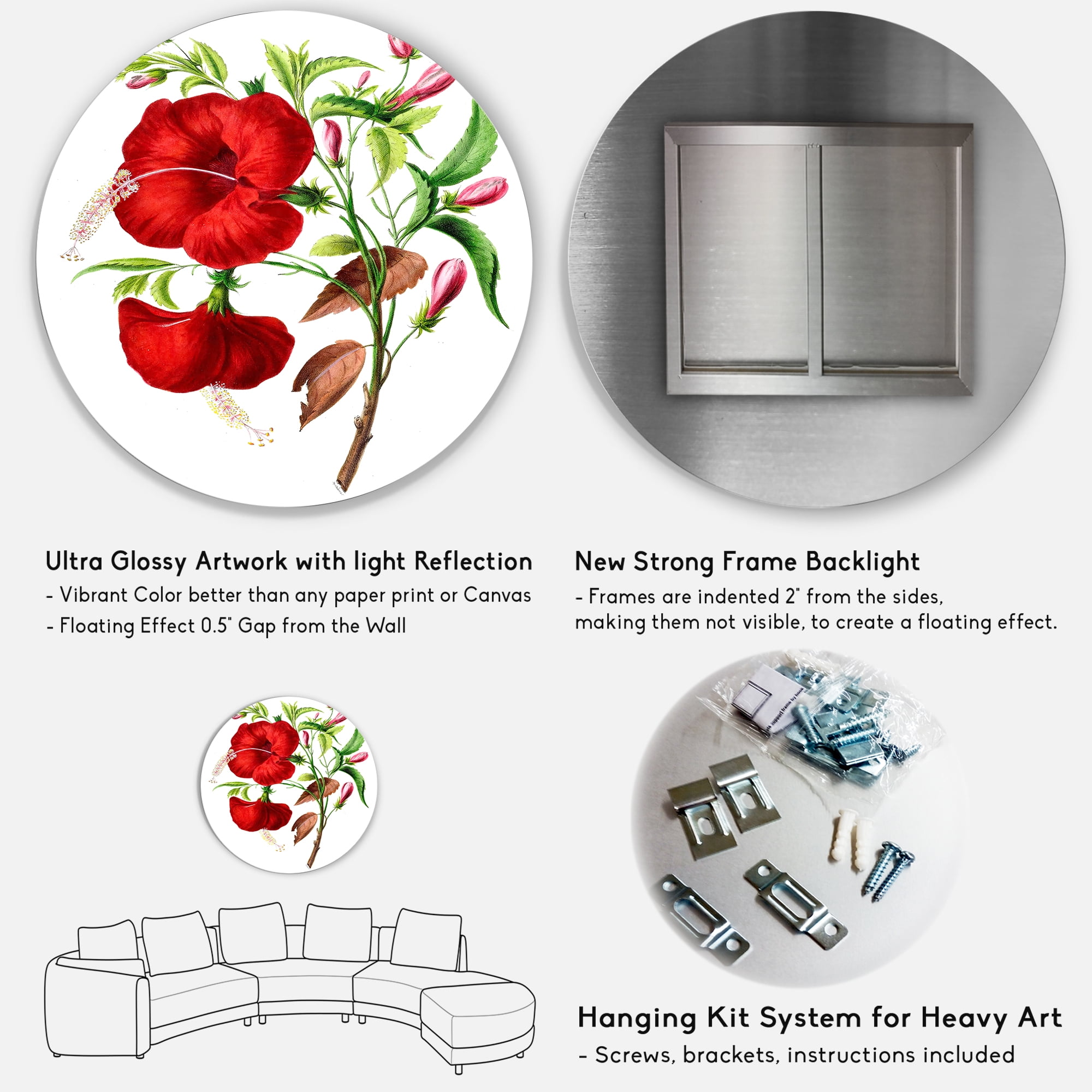 Designart 'Ancient American Flora I' Traditional Circle Metal Wall Art 36x36 - Disc of 36