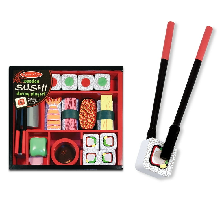 Melissa & Doug Sushi Slicing Wooden Play Food Set - Walmart.com