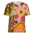 thumbnail image 5 of Nostalgic Vintage Floral Womens Tops Women's Fashion Casual Short Sleeve Flower Print Round Neck Pullover Top Blouse, 5 of 6