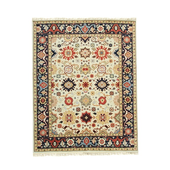 EORC Ivory Hand Knotted Wool Traditional Mahal Rug, 8' x 10'