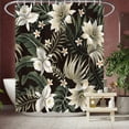 thumbnail image 3 of Black Shower Curtain Floral Shower Curtains for Bathroom, Tropical Plants Fabric Curtains Elegant Floral Home Bathroom Decor with 12 Hooks 72x72 Inch, 3 of 6