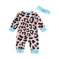thumbnail image 3 of Qiylii Baby Girls Floral Print Bodysuit V-Neck Long Sleeve Romper + Headband, 3 of 6