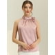 thumbnail image 2 of Blusa elegante de satén sin mangas con lazo y cuello de pajarita para mujer Rosa XL, 2 of 6