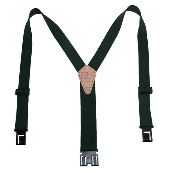 Perry Suspenders Mens Elastic Hook End 1 1/2 Inch Suspenders - Hunter Green, Tall
