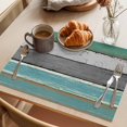 thumbnail image 3 of Green Gray Placemats Set of 4 Country Farmhouse Abstract Wooden Plank Place Mats Indoor Wipeable Table Mats Washable Cloth Dining Table Placemats for Kitchen Holiday Party Home Decor 13x19 Inch, 3 of 9