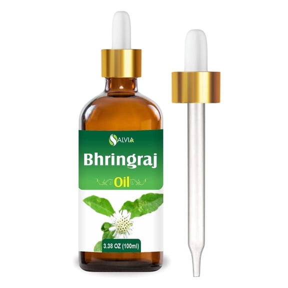 Salvia Bhringraj Oil (Eclipta alba) 100% Pure & Natural - Undiluted Uncut Cold Pressed Premium Oil Use for Aromatherapy, Skin Care & Hair - Therapeutic Grade (3.38 Fl Oz with dropper)
