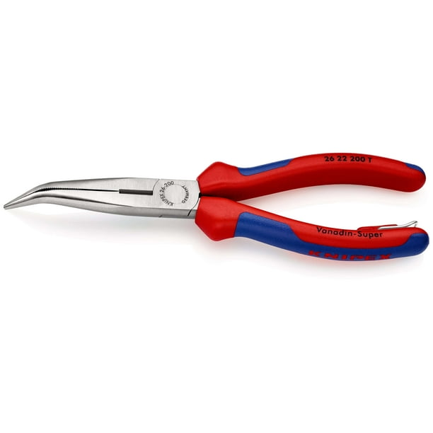 KNIPEX 26 22 200 T BK Pinza de montaje (Pinzas de boca cigüeña) con anilla de fijación protección anticaídas 200 mm
