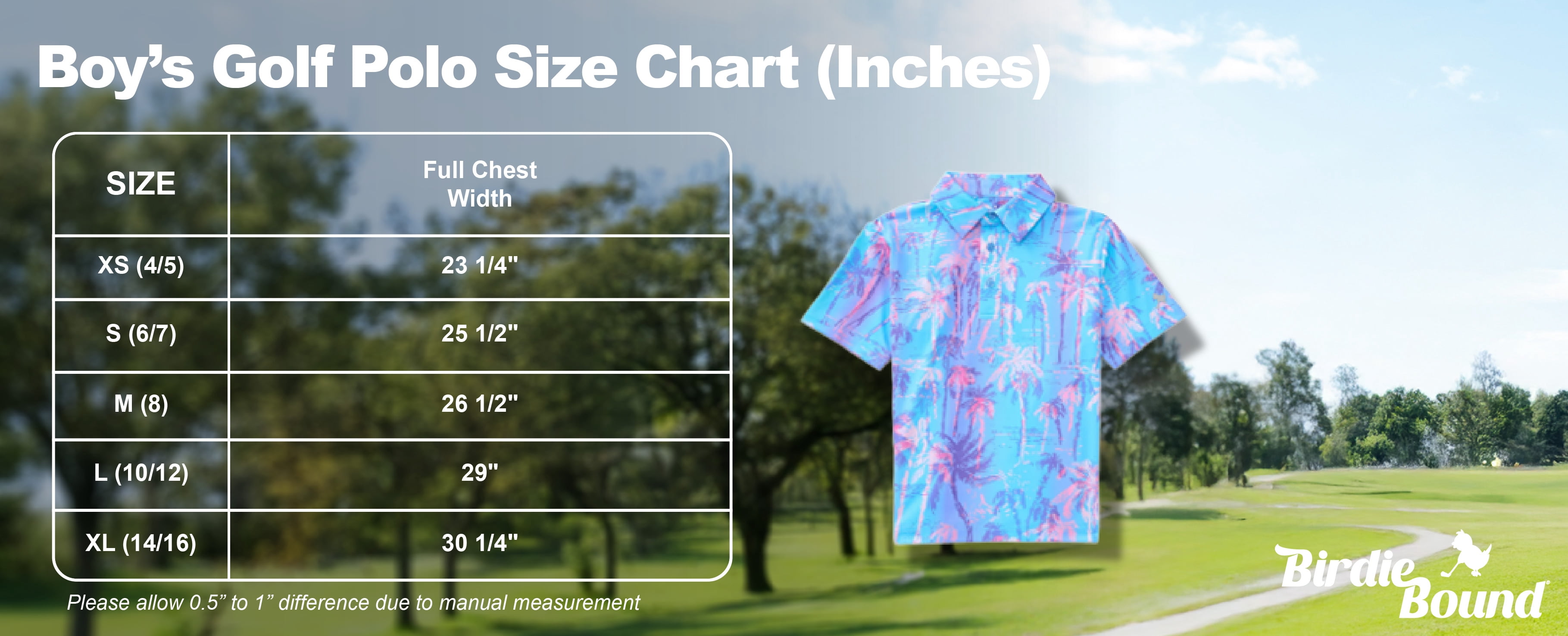 Birdie Bound Boys Beachy Palm Print Polo Top with UV 30, Sizes XS-XL