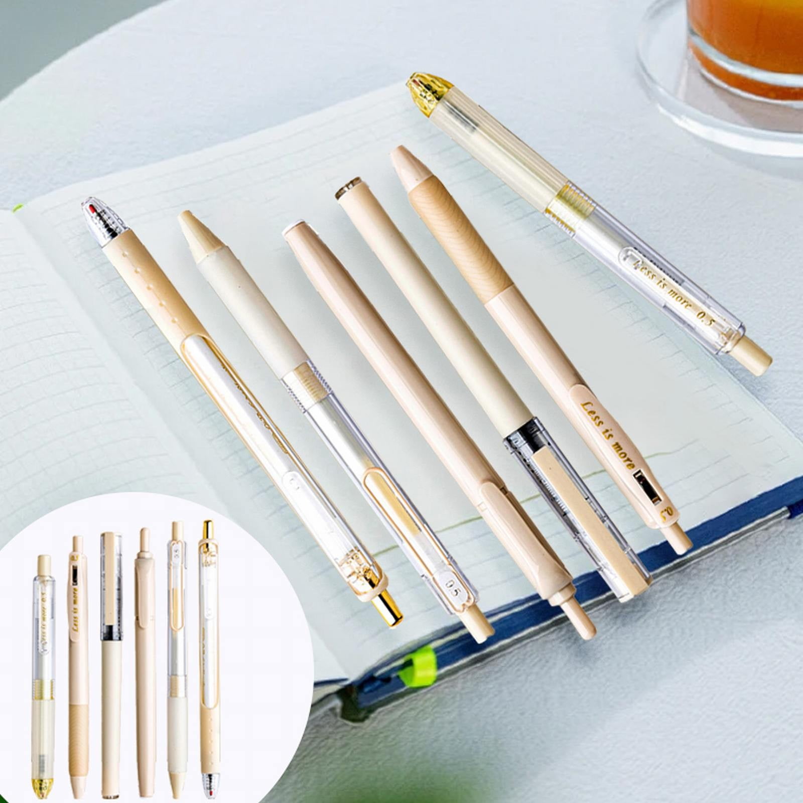 Giyblacko Gel Pens Journaling Highlighters: Journal Set Aesthetic Assorted Pastel Color Ink Fine Point Retractable 0.5mm Black Pen Smooth Writing Drawing No,0.5ml