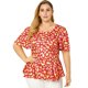 thumbnail image 1 of Top floral Agnes Orinda Vintage Peplum Cuello Cuadrado Rojo XL, 1 of 6