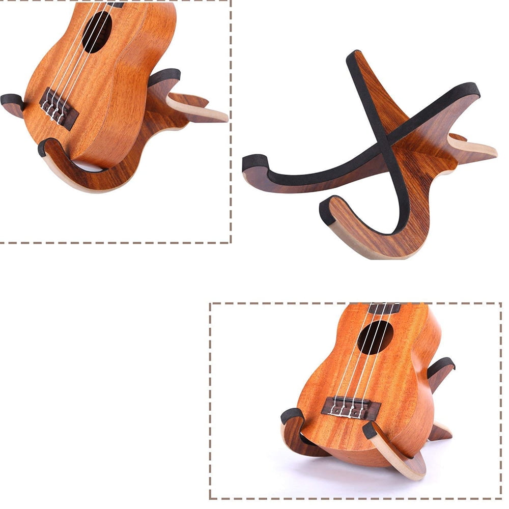 Ukulele Stand Holder 2 Pack Wooden Stand Folding Portable Musical Instrument Stand for Ukulele Violins Mandolins and Banjo 