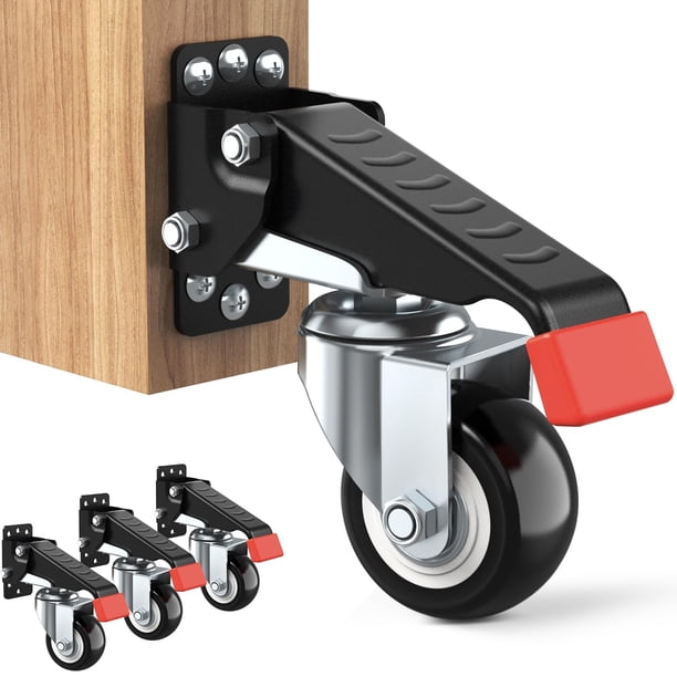 Ruedas para banco de trabajo SPACEKEEPER, retráctiles, 300 kg, paquete de 4