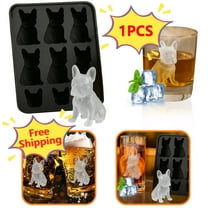 French Bulldog Ice Mold - 3D Silicone Dog Shape Ice Tray, Molds with Homemade Drink Decoration, Fun Cute Novelty Animal Shape 3D Popsicle Molds for Bulldog Lover, Whiskey Party Drinks