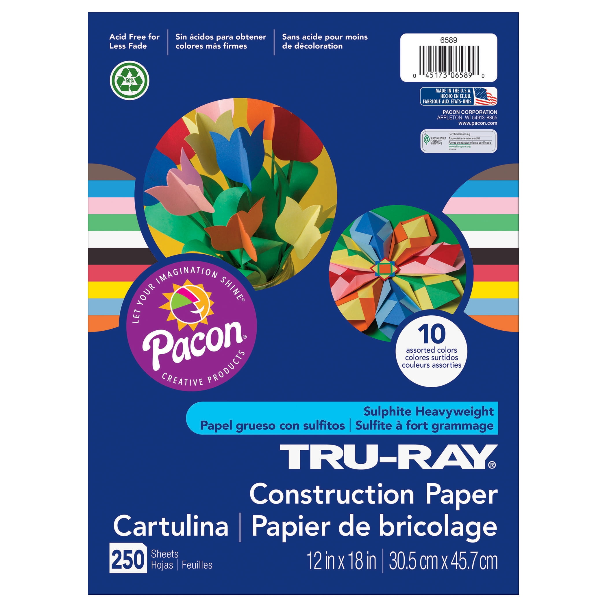 Tru-Ray Construction Paper, 12 x 18 Inches, Assorted Classic Color, Pack of  250 