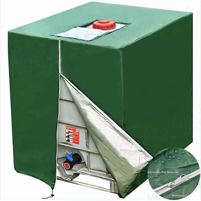 Tarpaulin for 1000 l tank, Solar protection tarpaulin for IBC rainwater tank, Anti-dust anti-UV (116 x 100 x 120 cm)