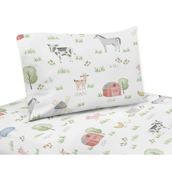 Sweet Jojo Designs Farm Animals Multicolor 4 Piece Queen Size Sheet Set - 4 piece