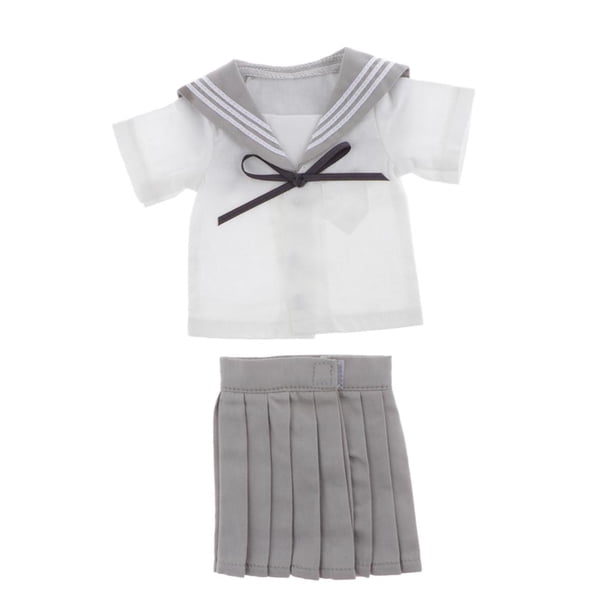 Ropa de muñeca de moda perfke Traje de Uniforme escolar mini 1/4 BJD gris