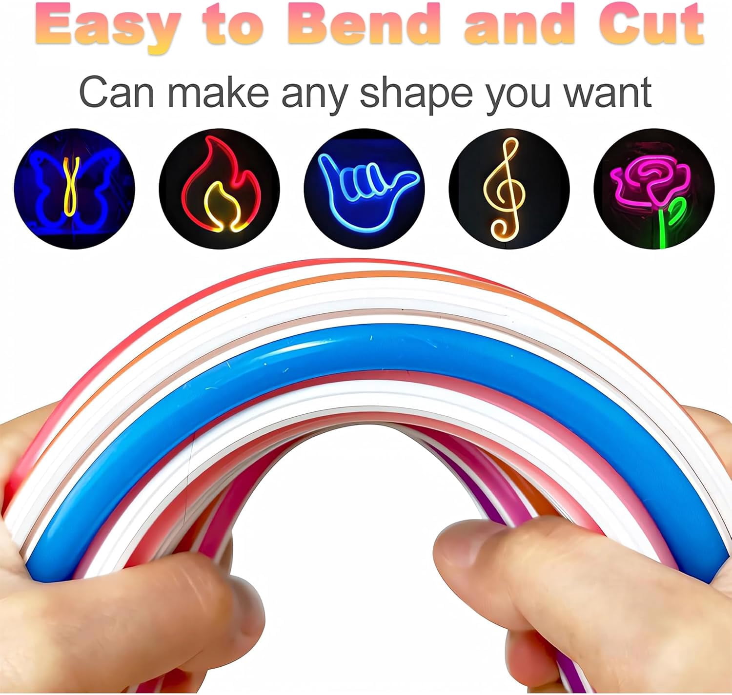 Flexible LED Lights Strips:16.4ft 8mm LED Strip Cover,DIY Bendable Led Strip Diffuser,RGB Neon Led Diffuser Channel for Bar Hallways, Stairs, Store Signs and More,Light Strip Cutters 2 Pcs