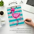 thumbnail image 4 of FMSHPON Pink Flamingo Blue Stripes Clipboard Hardboard Wood Nursing Clip Board and Pull for Standard A4 Letter 13x9 inches, 4 of 7