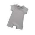 thumbnail image 3 of Barboteuse Unisexe pour Bébé Couleur Unie Col Rond Manches Courtes Côtelée, 3 of 6