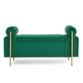 thumbnail image 5 of Linen Storage Bench, Upholstered Entryway Bench with Cylindrical Arms and Iron Legs, End of Bed Bench for Bedroom, Porch, Living Room, 250 LBS Weight Capacity, Green, 5 of 9