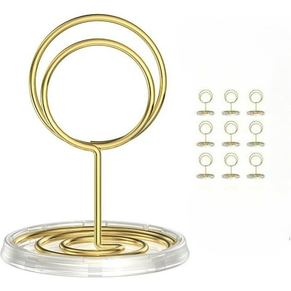 30 Pack Gold Table Number Holders with Clear Base – Metal Place Card Holders for Table, Photo Picture Stands Card Holders for Wedding Party Banquet Restaurant Events (Gold)