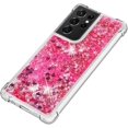 thumbnail image 6 of Compatible with Samsung Galaxy S21 Ultra Case Glitter Liquid Cute Clear Phone Case Floating Quicksand Shockproof Protective Bumper Soft TPU Case for Samsung Galaxy S21 Ultra Love Pink YB, 6 of 12