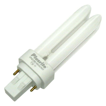 Double Tube 2 Pin Base - Plusrite 04018 - PL13W/2U/2P/827 4018 Double Tube 2 Pin Base Compact Fluorescent Light Bulb