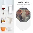 thumbnail image 6 of Picia Elephant in Smoke Printed Leather Coasters for Drinks, 4" Drink Coasters Set of 4 for Tabletop Protection, Handmade Luxurious Home Décor and Housewarming Gift -Octagon, 6 of 6